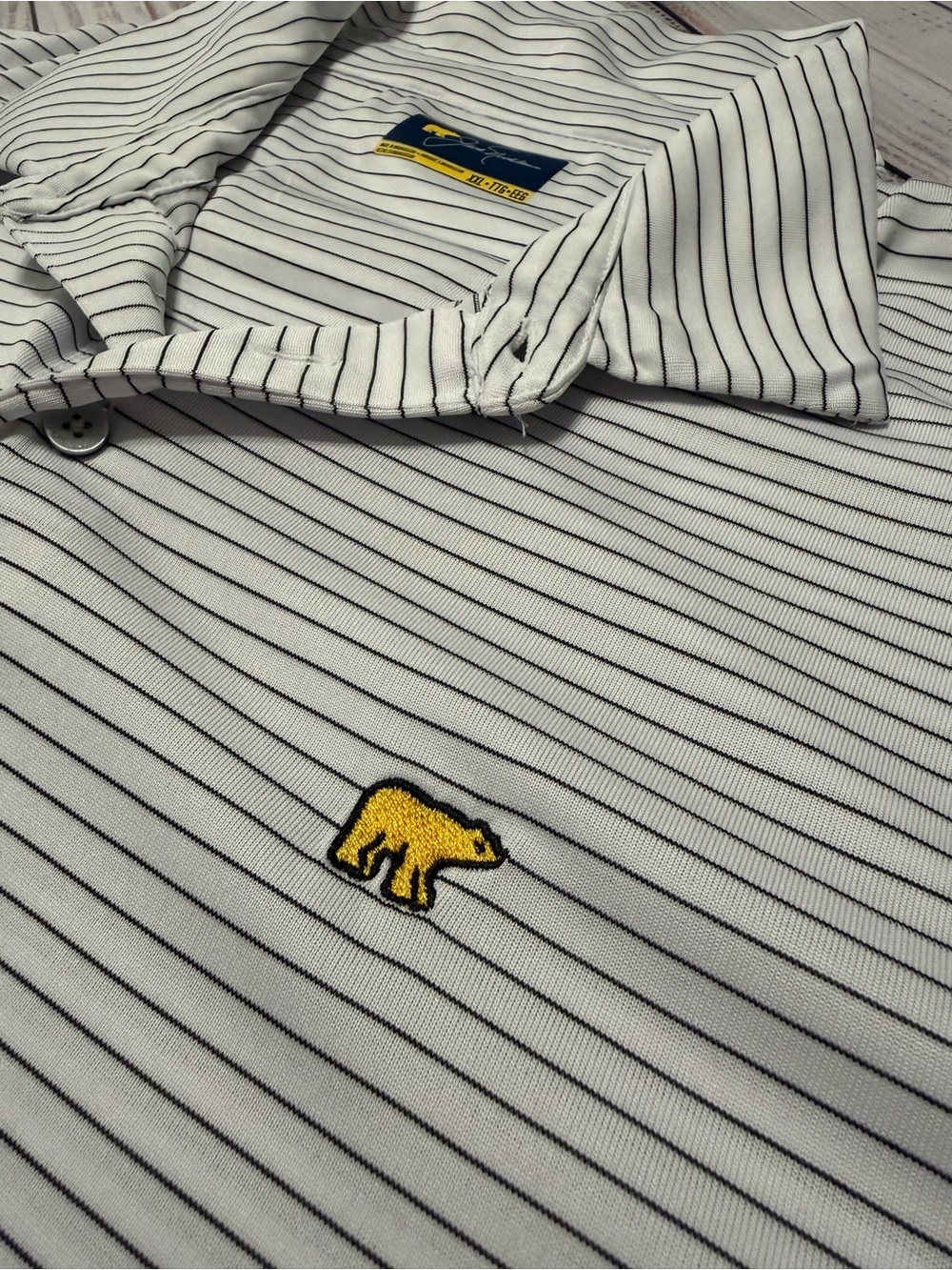 Black And White Striped Jack Nicklaus Polo Shirt